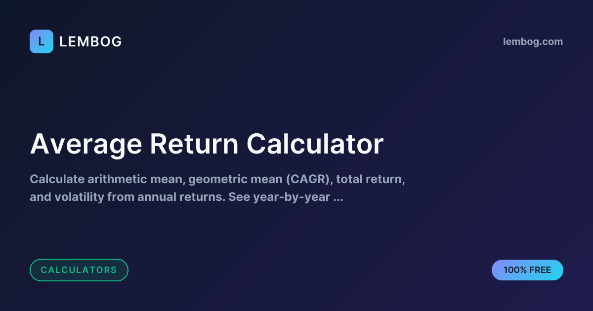 Free Average Return Calculator - Arithmetic Mean, CAGR & Total Return ...