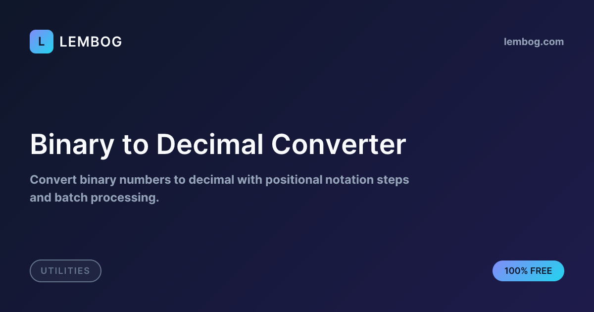 Binary to Decimal Converter | Lembog