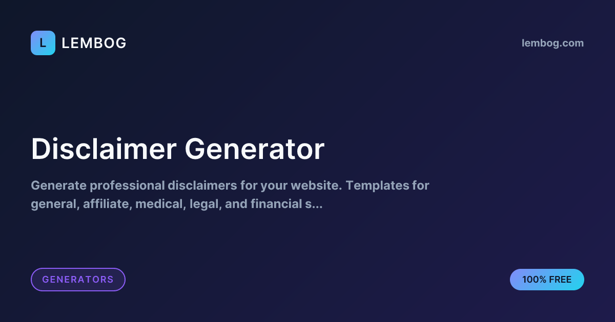 Free Disclaimer Generator - Website Disclaimers Instantly | Lembog