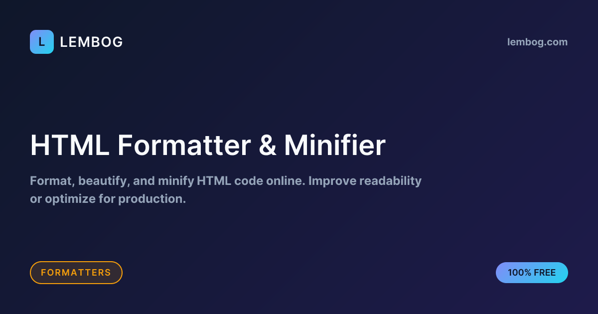 HTML Formatter & Minifier - Beautify HTML Online | Lembog