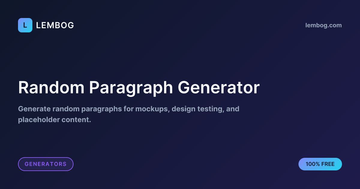 Random Paragraph Generator - Lorem Ipsum | Lembog