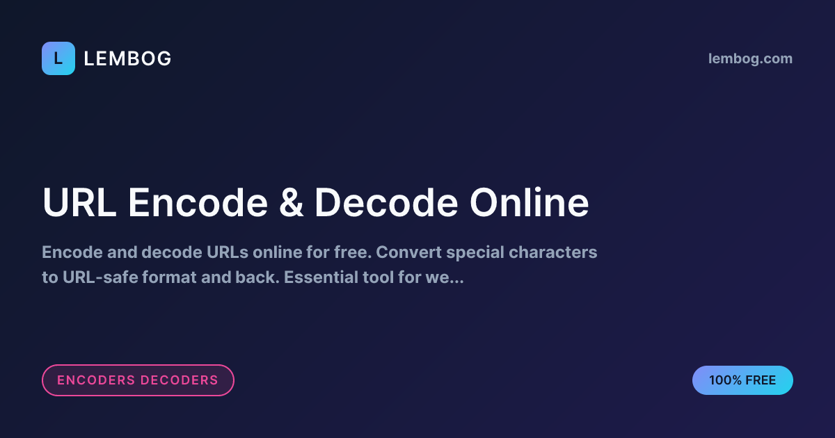 Free URL Encode & Decode Online - URL Encoder/Decoder | Lembog