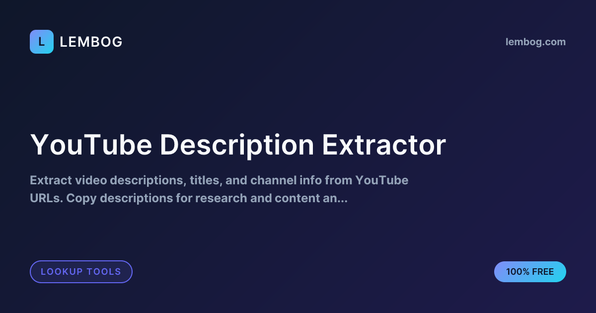Free Youtube Description Extractor Get Video Descriptions Lembog